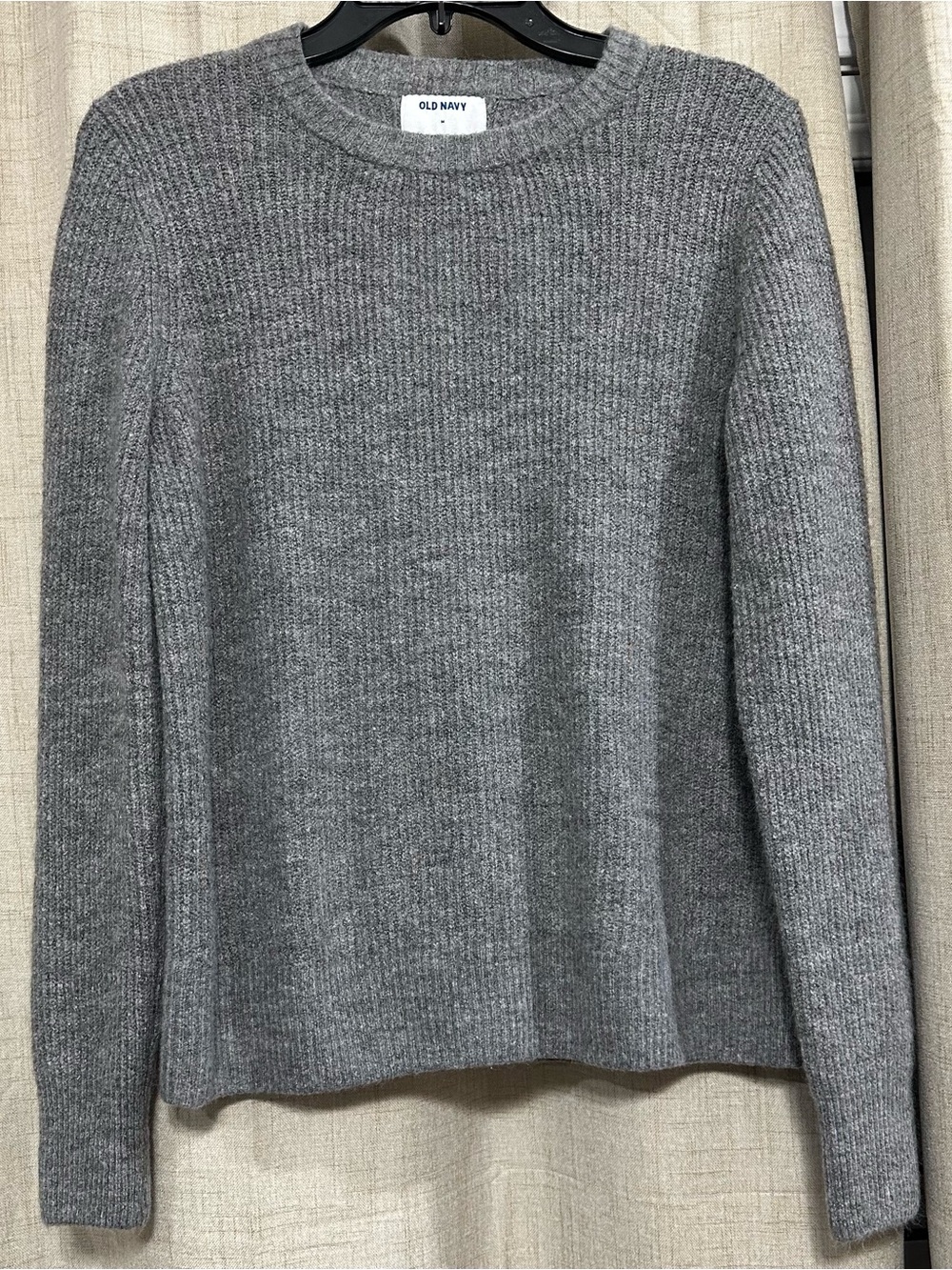 Old Navy Women's Heather Gray Ribbed Crewneck Sweater
